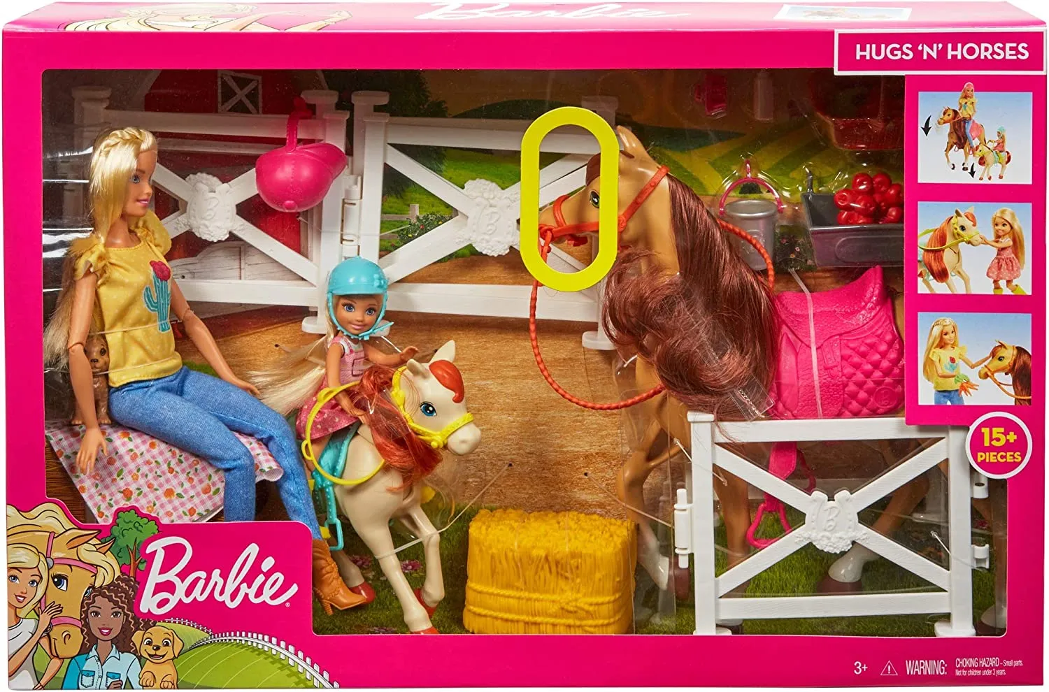 Barbie Toys Hugs 'N' Horses - playset Barbie and Chelsea and 2 horses