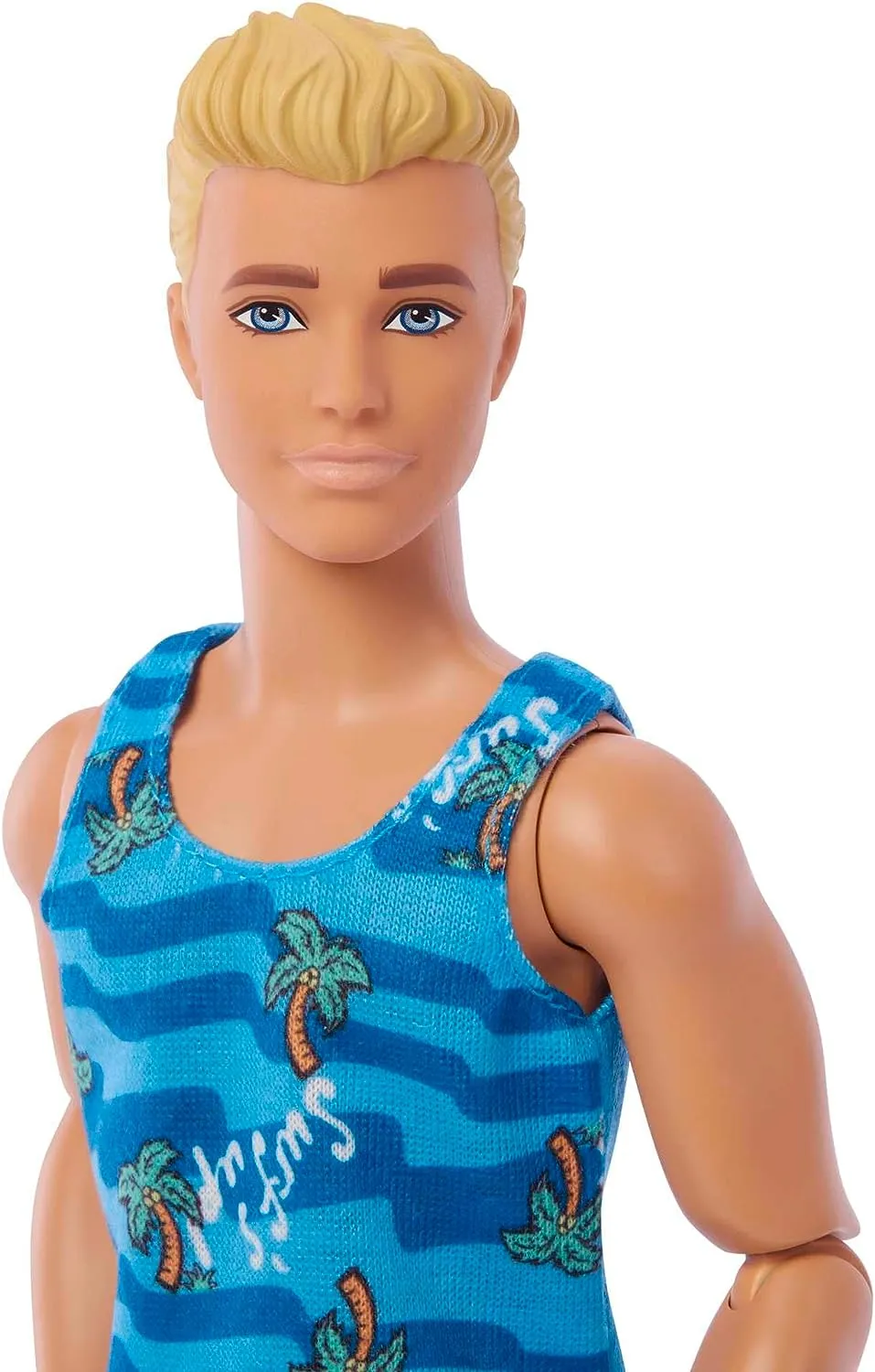 Barbie Toys Ken Doll with Surfboard and Pet Puppy, Poseable Blonde Barbie Ken Beach Doll with Themed Accessories like Towel