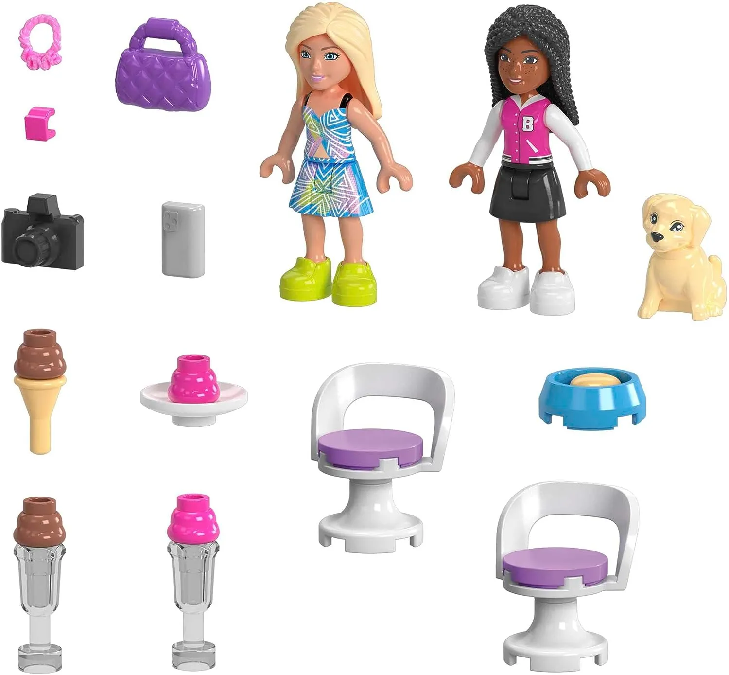 Barbie Toys MEGA Barbie Car Building Toys Playset, Convertible & Ice Cream Stand with 225 Pieces