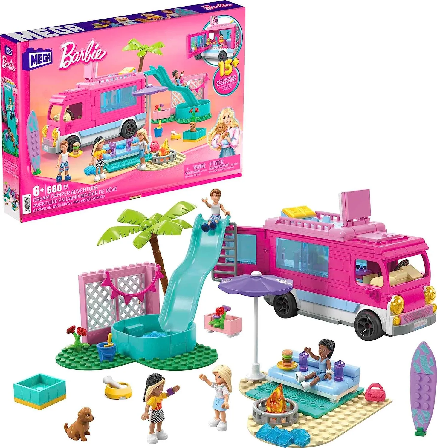 Barbie Toys MEGA Barbie , Dream Camper Adventure, building toy for girls and boys