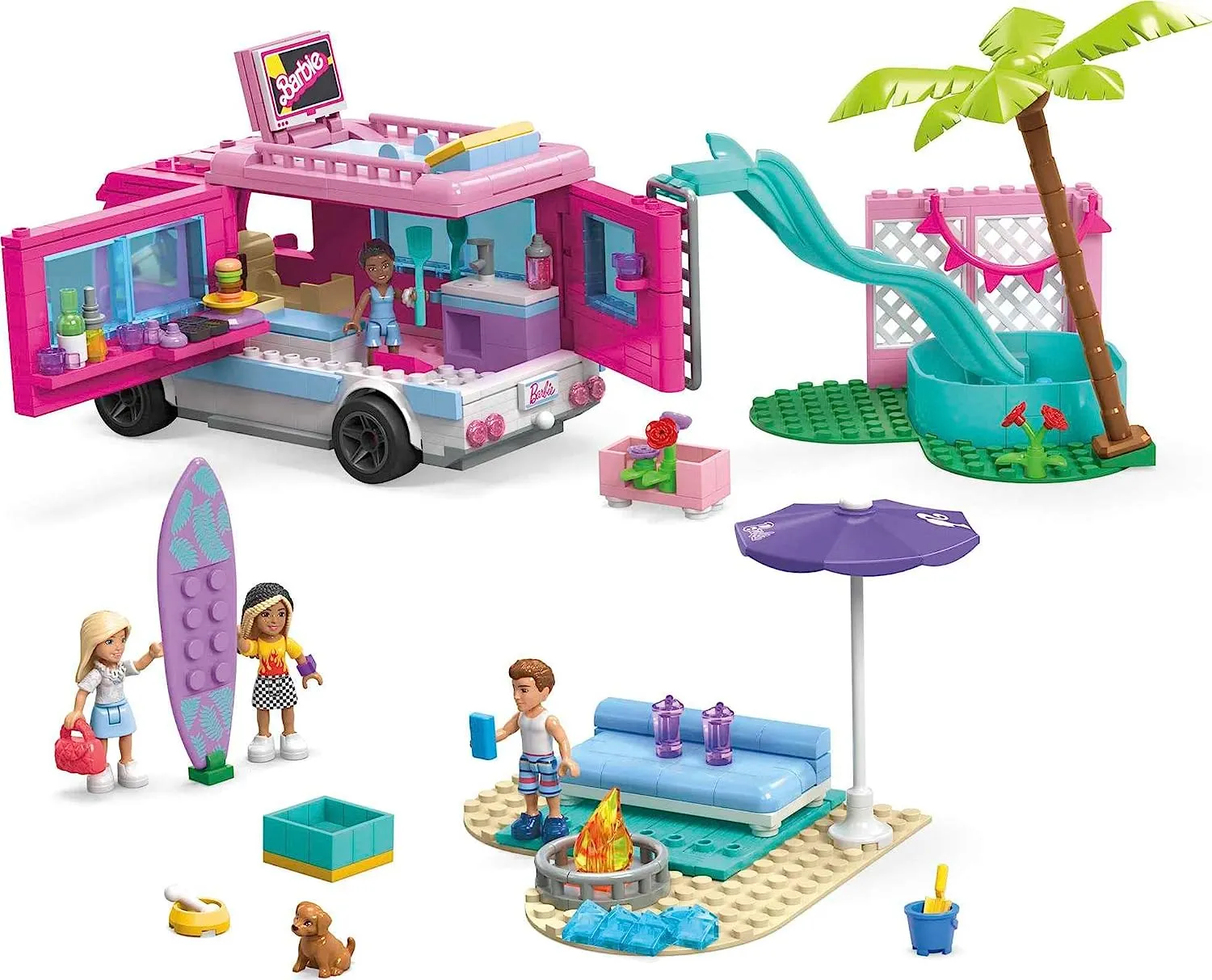 Barbie Toys MEGA Barbie , Dream Camper Adventure, building toy for girls and boys