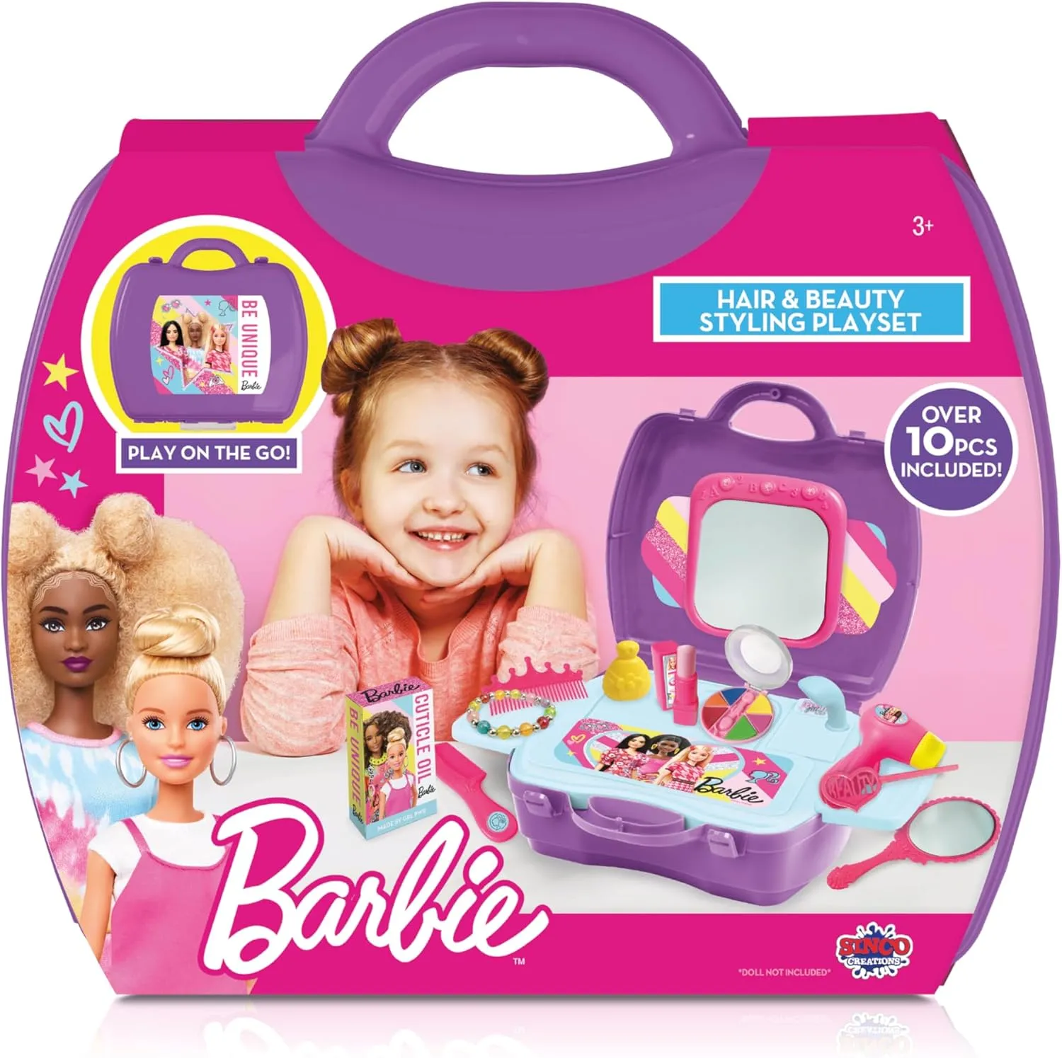 Barbie Toys Sinco Creations Barbie Hair & Beauty Station Playset - 10 Piece Barbie Play Set (Barbie Hair & Beauty Station Playset)