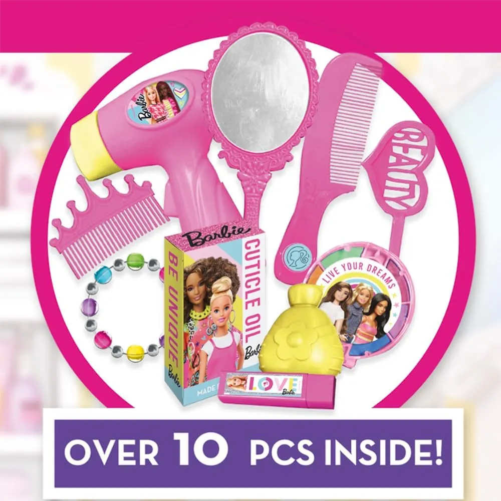 Barbie Toys Sinco Creations Barbie Hair & Beauty Station Playset - 10 Piece Barbie Play Set (Barbie Hair & Beauty Station Playset)