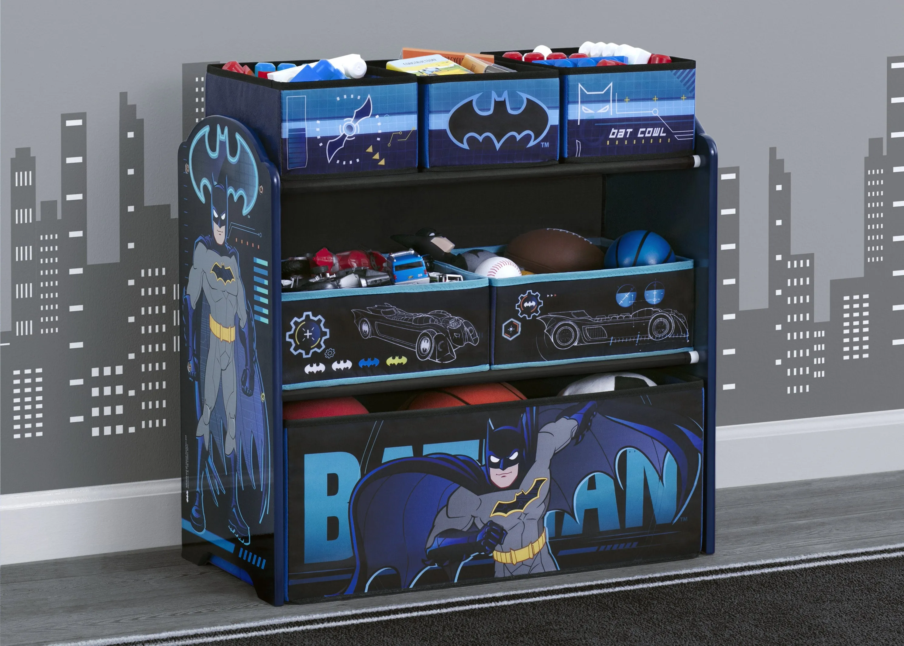 Batman 6 Bin Design and Store Toy Organizer Babykids_Delta Children_Toy Storage & Bookshelves