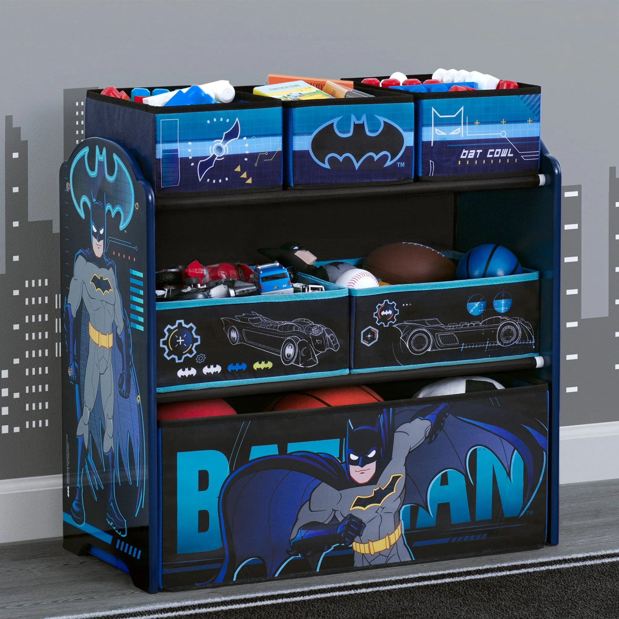 Batman 6 Bin Design and Store Toy Organizer Babykids_Delta Children_Toy Storage & Bookshelves
