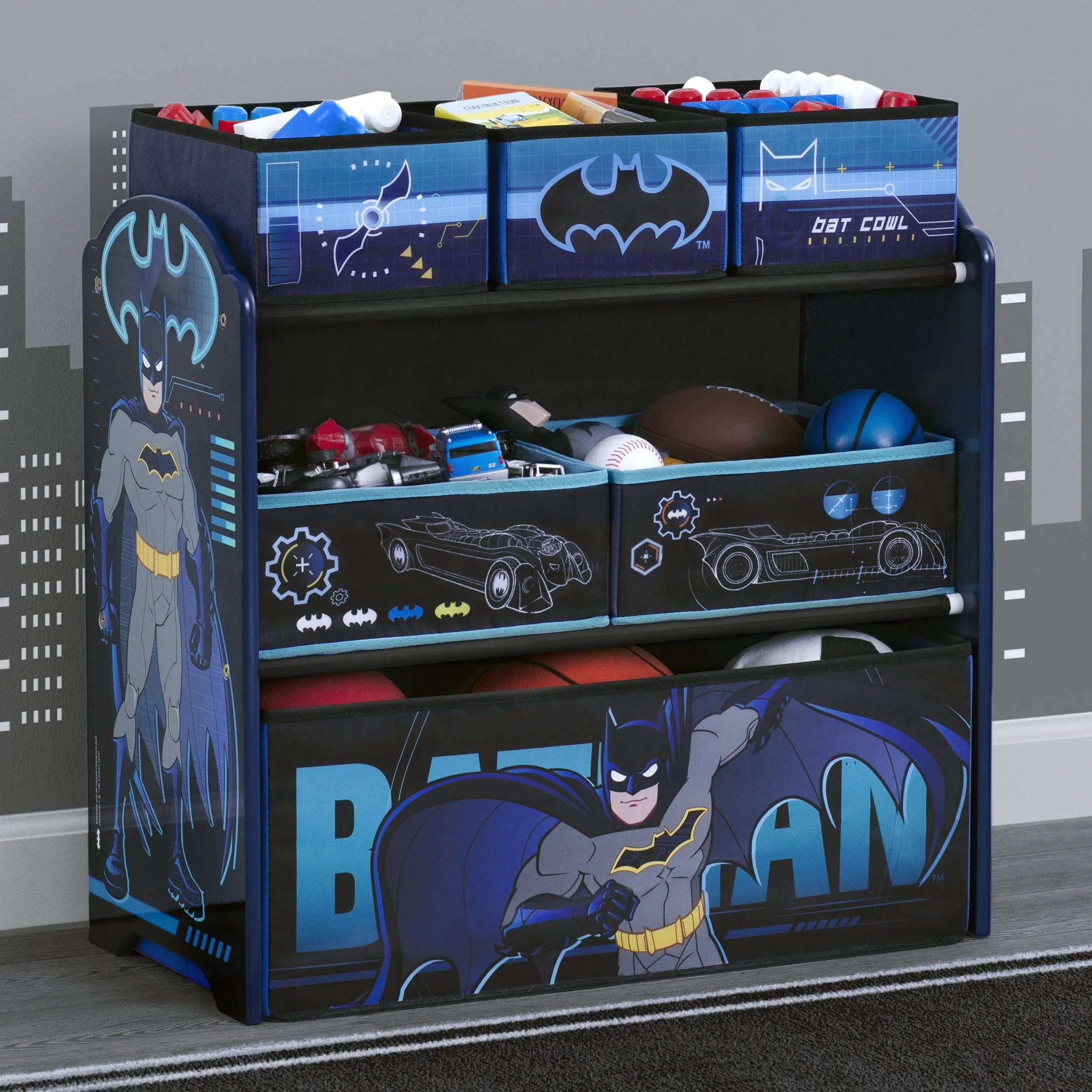 Batman 6 Bin Design and Store Toy Organizer Babykids_Delta Children_Toy Storage & Bookshelves