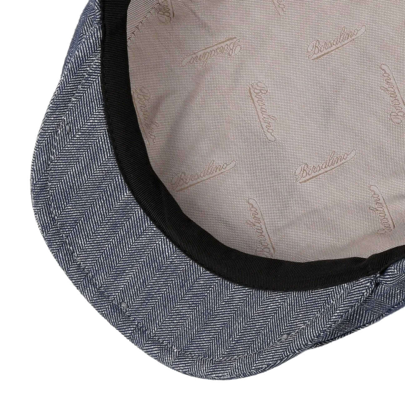 Borsalino Hats New Herringbone Linen Flat Cap by Borsalino