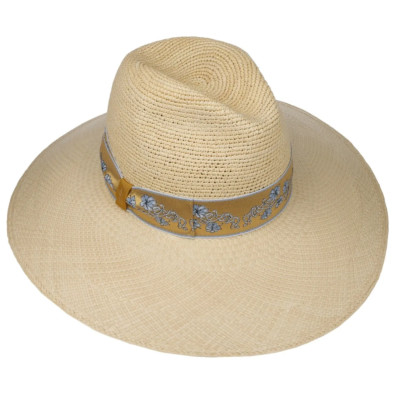 Borsalino Hats Reverse Crown Flower Straw Hat by Borsalino