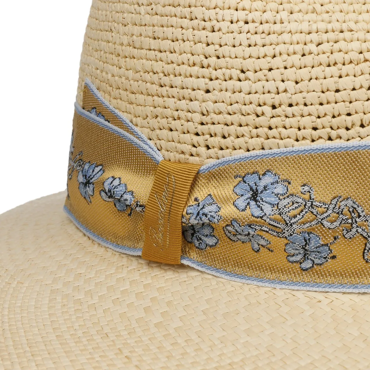Borsalino Hats Reverse Crown Flower Straw Hat by Borsalino