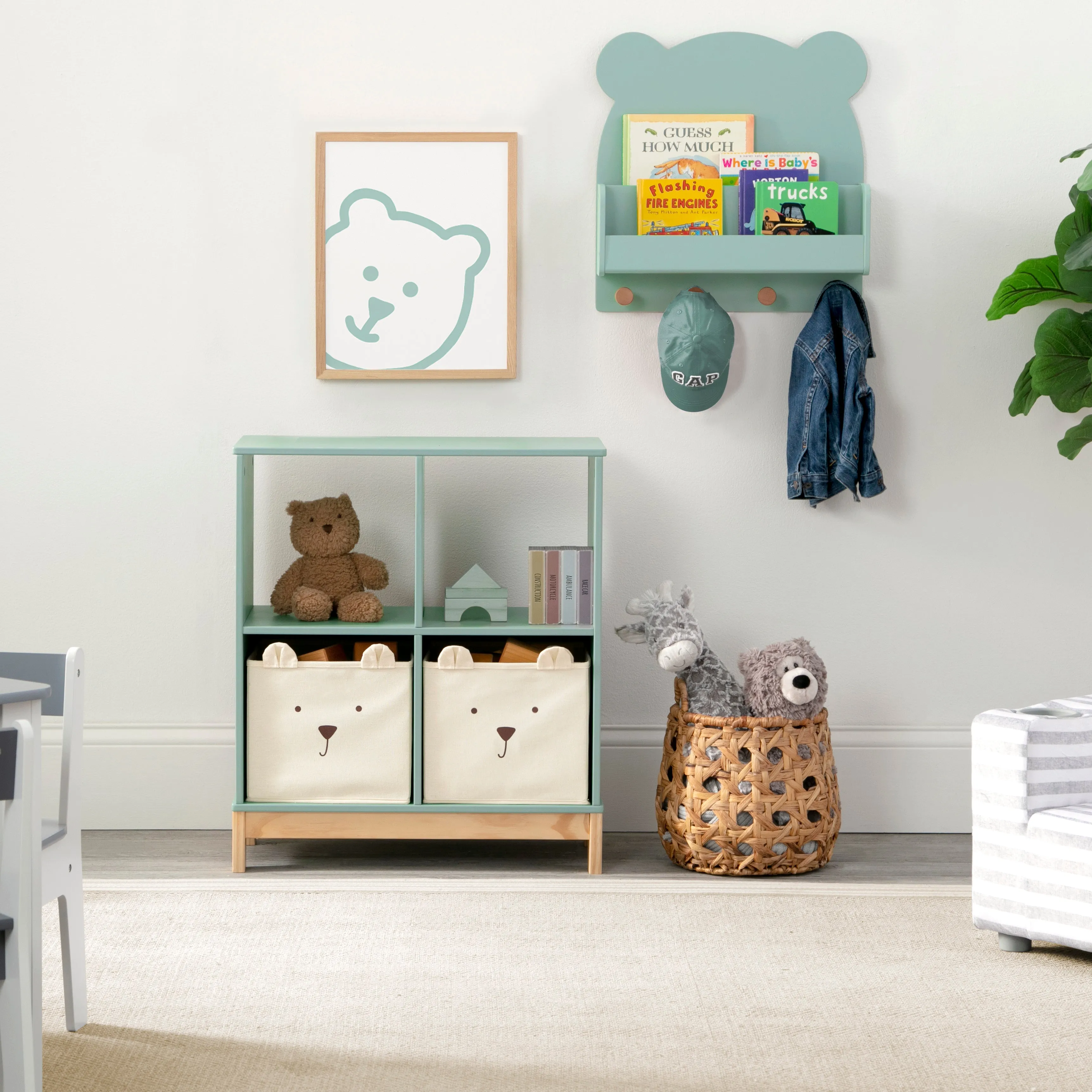 Brannan Bear Bookcase with Bins Babykids_Delta Children_Toy Storage & Bookshelves