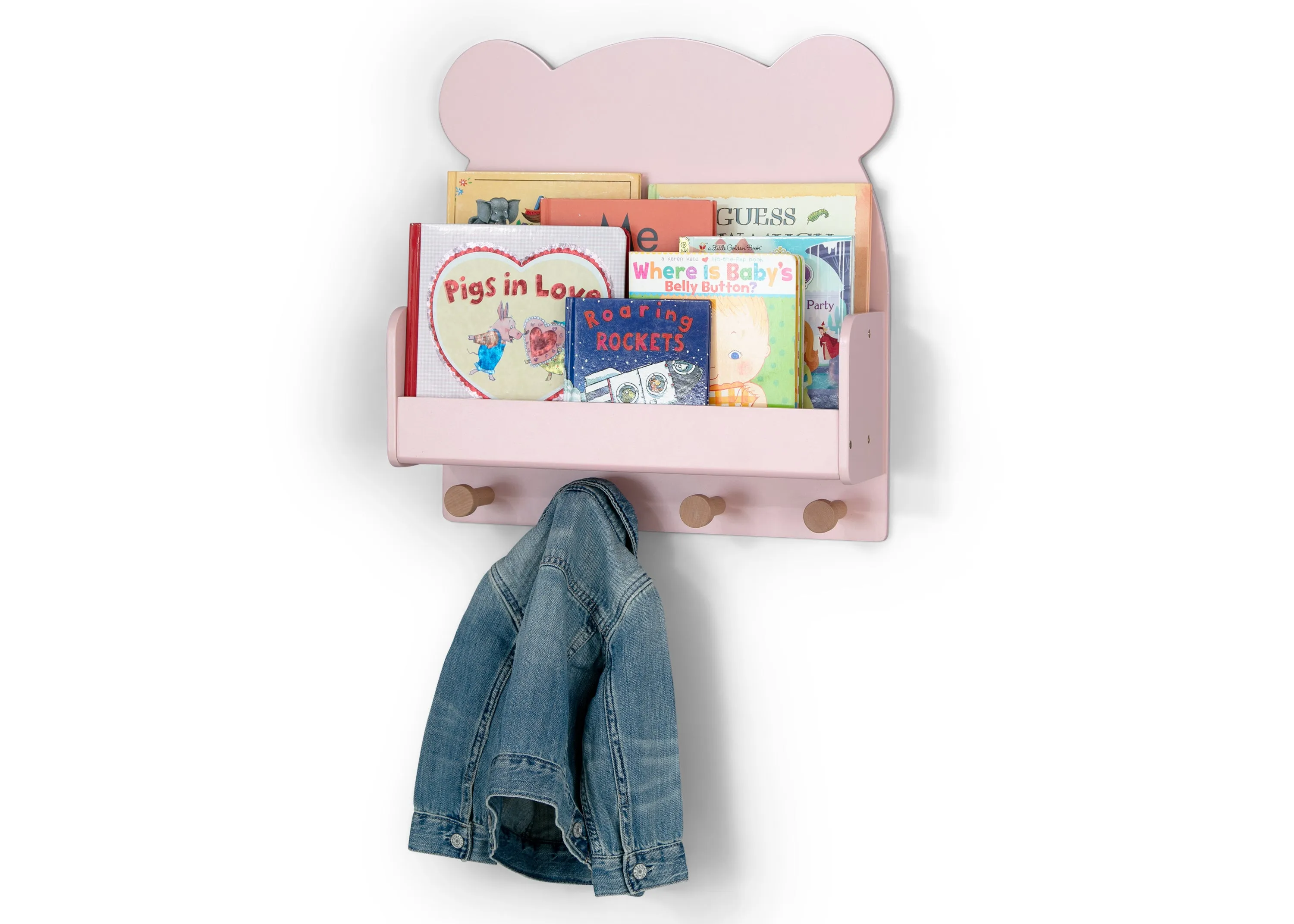 Brannan Bear Wall Shelf with 4 Hooks Babykids_Delta Children_Toy Storage & Bookshelves