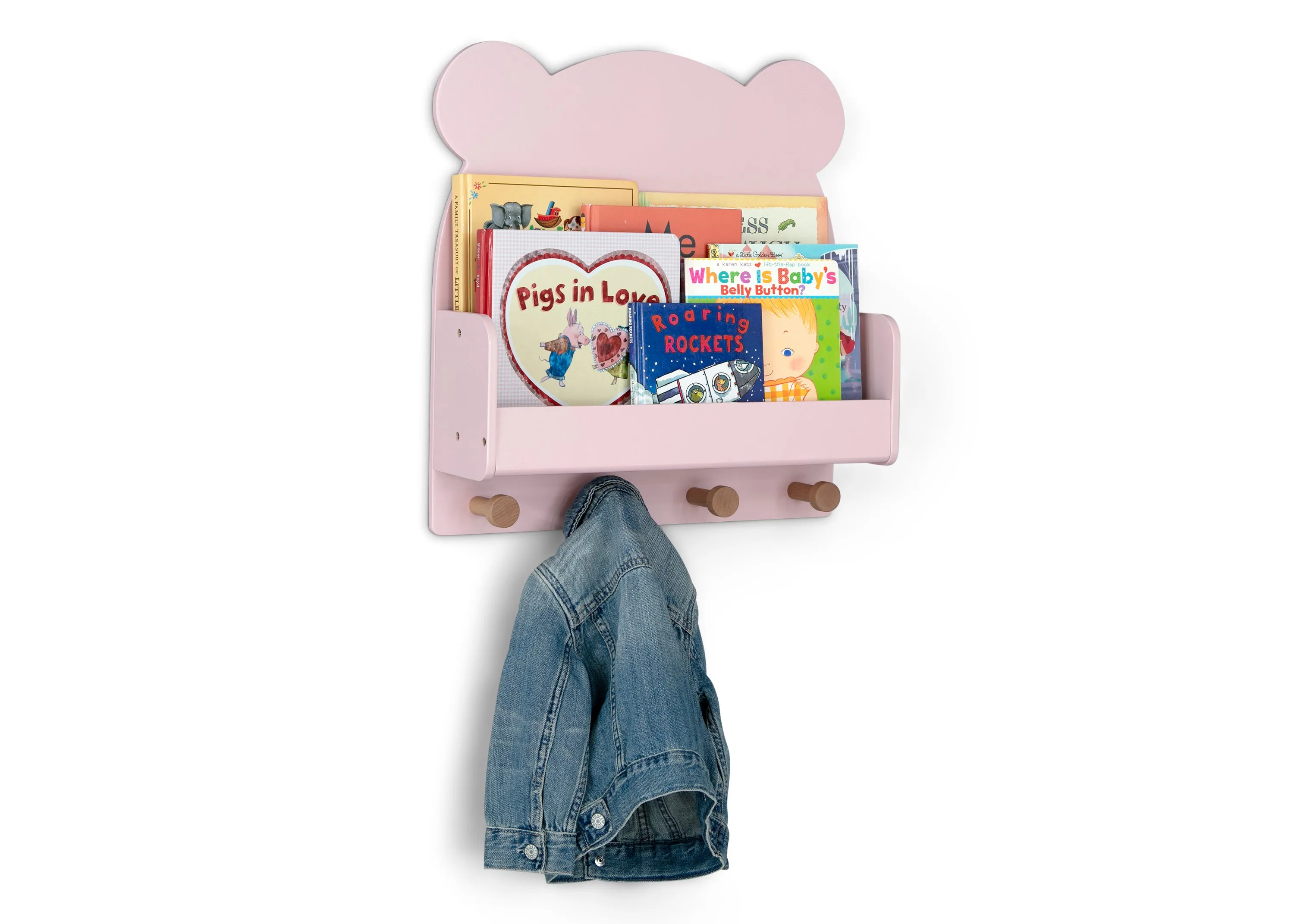 Brannan Bear Wall Shelf with 4 Hooks Babykids_Delta Children_Toy Storage & Bookshelves