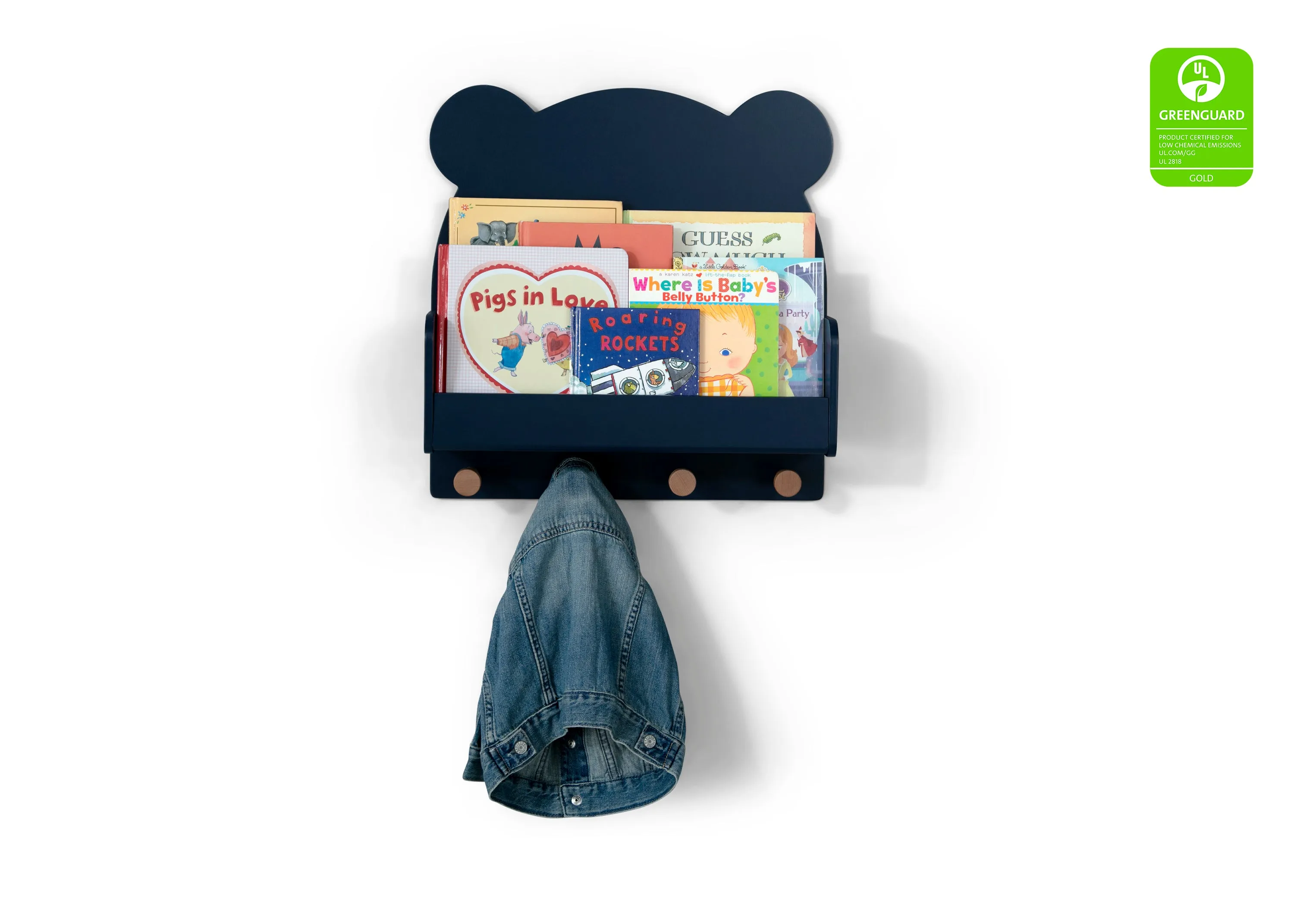 Brannan Bear Wall Shelf with 4 Hooks Babykids_Delta Children_Toy Storage & Bookshelves