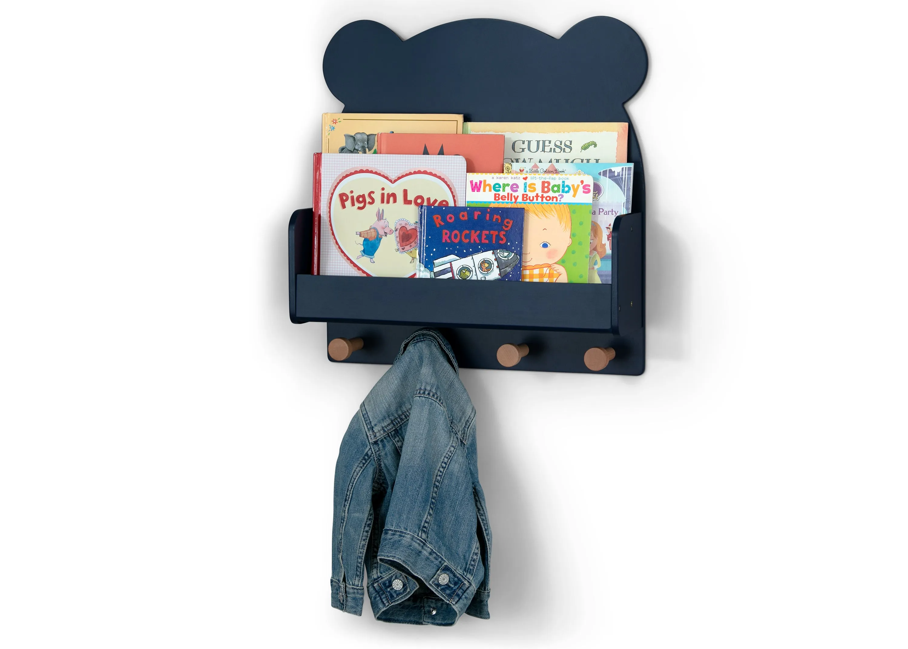 Brannan Bear Wall Shelf with 4 Hooks Babykids_Delta Children_Toy Storage & Bookshelves