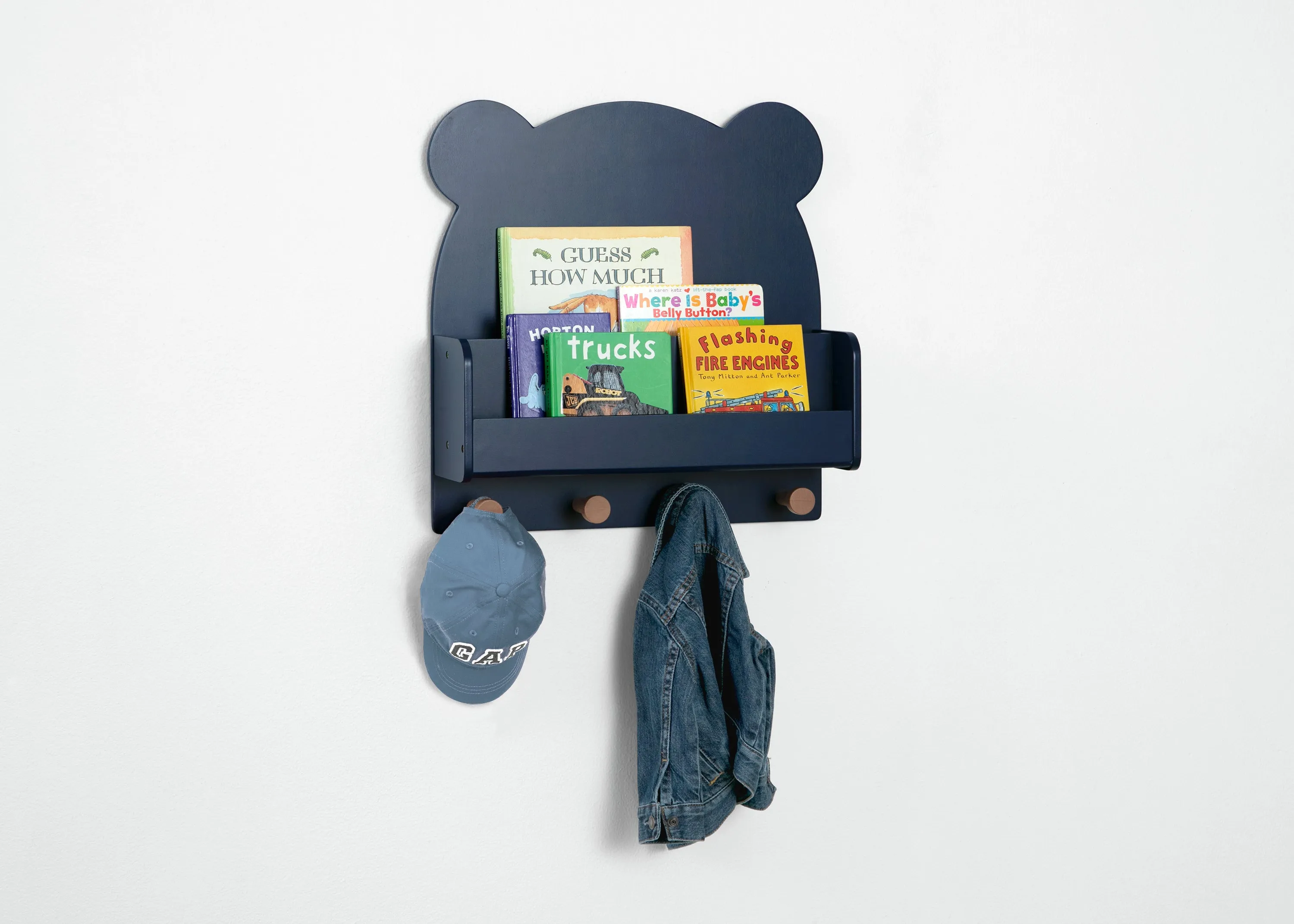 Brannan Bear Wall Shelf with 4 Hooks Babykids_Delta Children_Toy Storage & Bookshelves