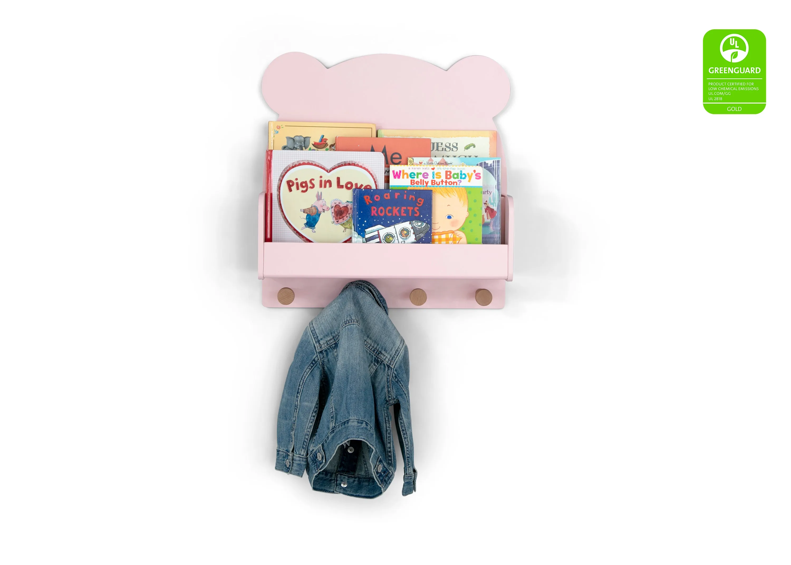 Brannan Bear Wall Shelf with 4 Hooks Babykids_Delta Children_Toy Storage & Bookshelves