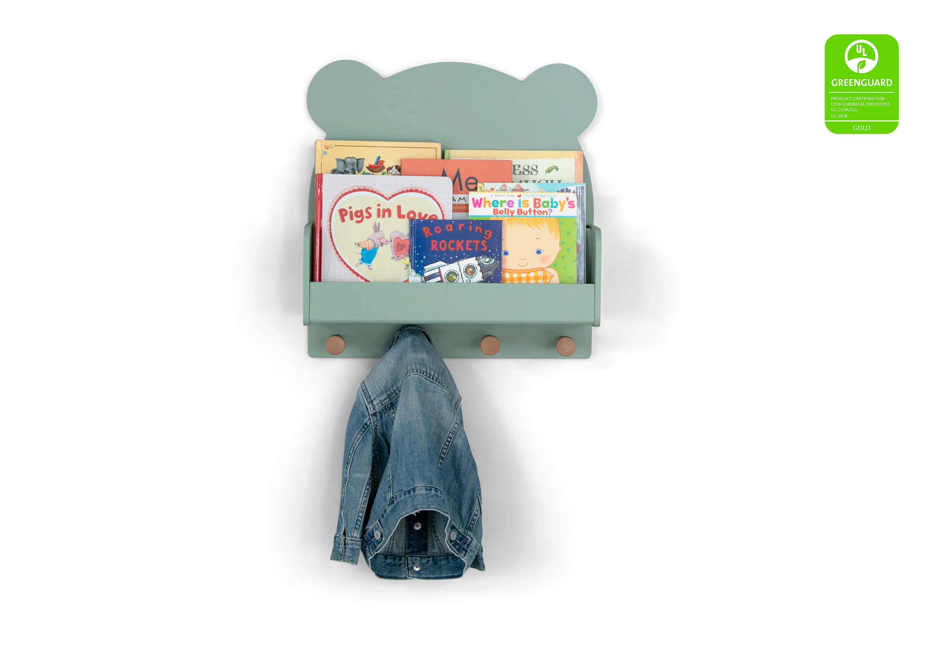 Brannan Bear Wall Shelf with 4 Hooks Babykids_Delta Children_Toy Storage & Bookshelves