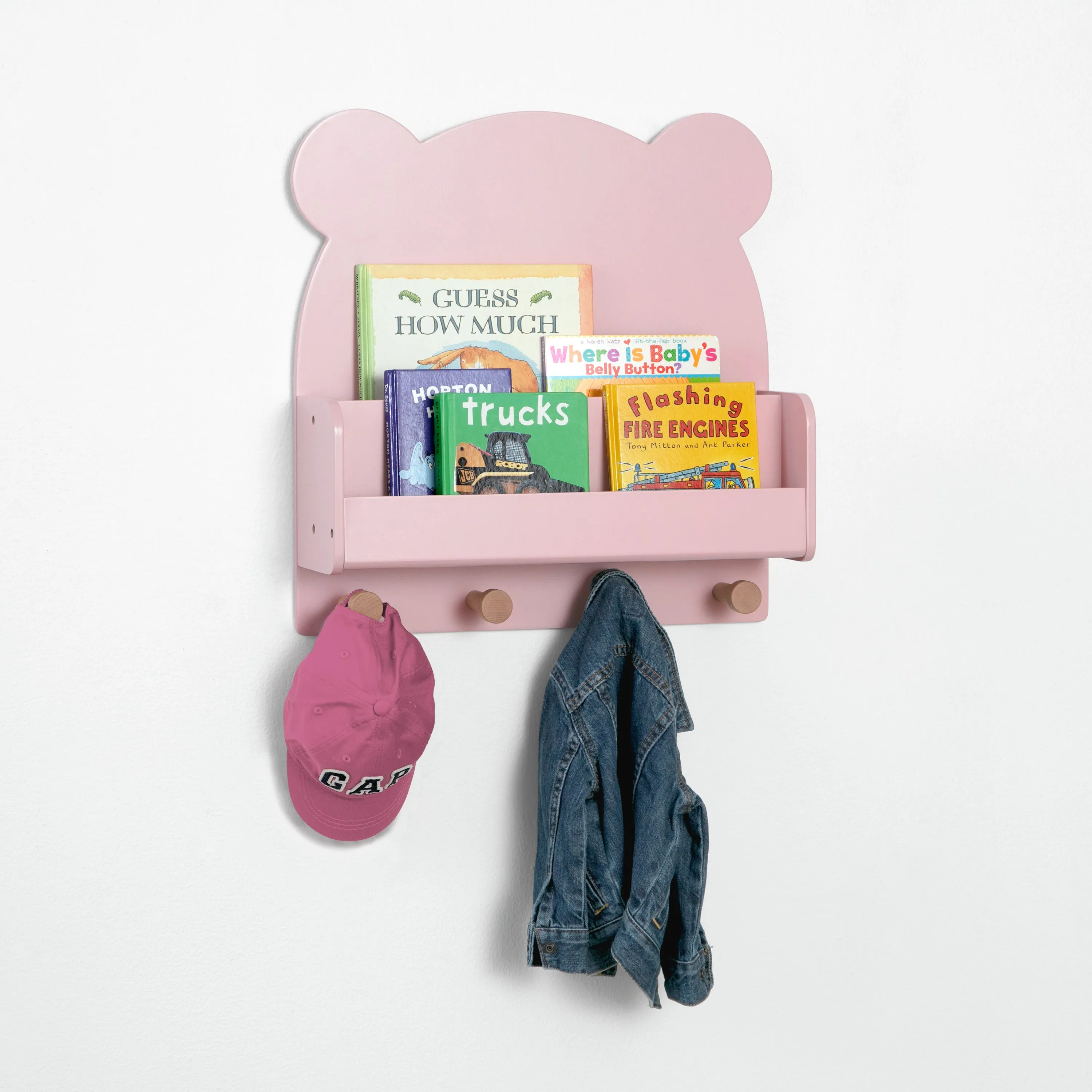 Brannan Bear Wall Shelf with 4 Hooks Babykids_Delta Children_Toy Storage & Bookshelves
