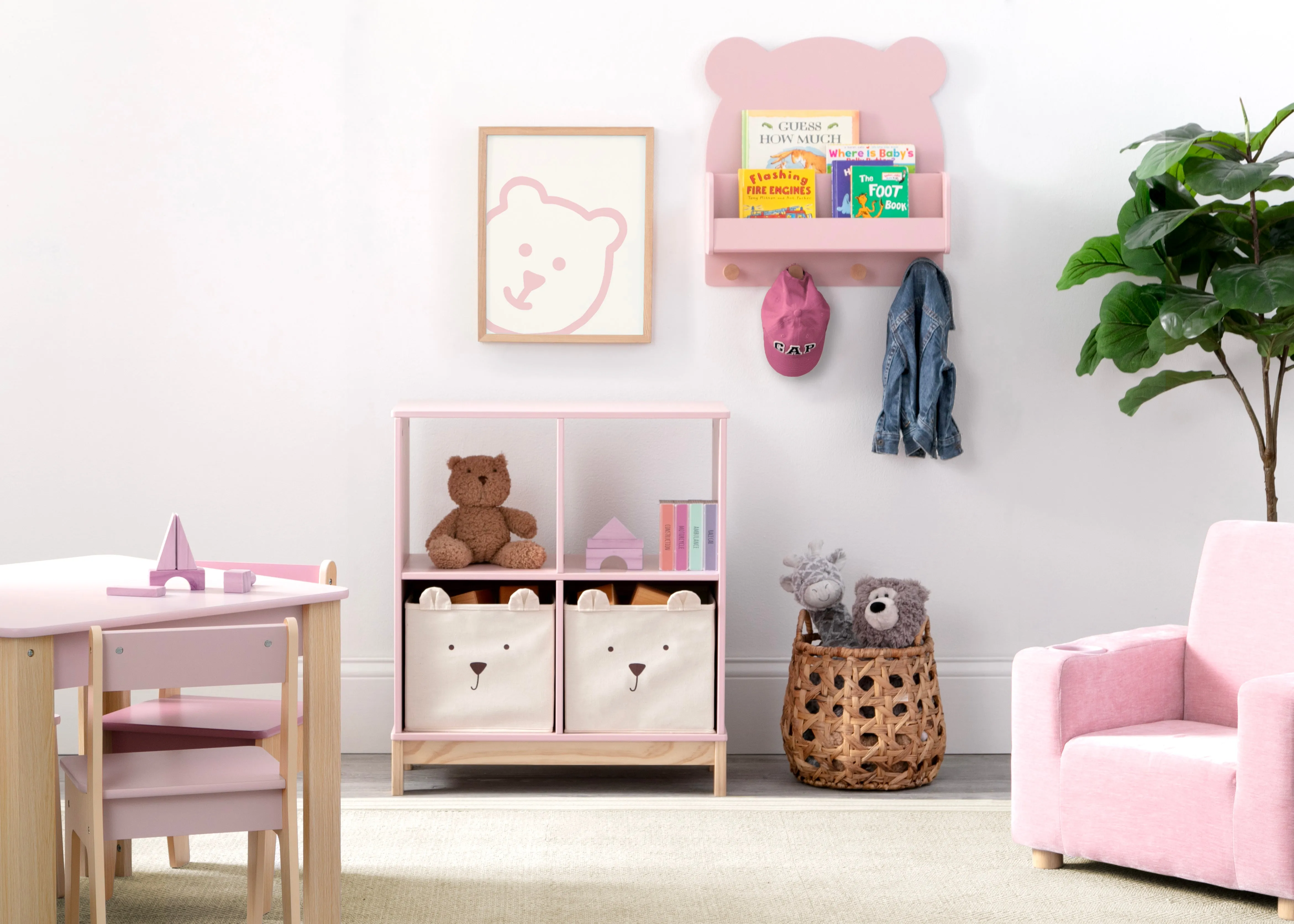 Brannan Bear Wall Shelf with 4 Hooks Babykids_Delta Children_Toy Storage & Bookshelves