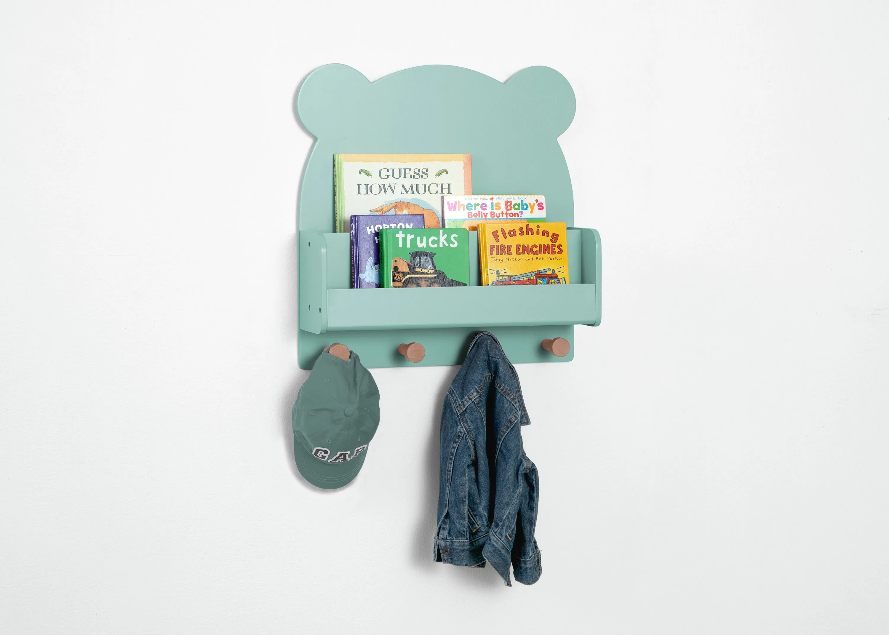 Brannan Bear Wall Shelf with 4 Hooks Babykids_Delta Children_Toy Storage & Bookshelves