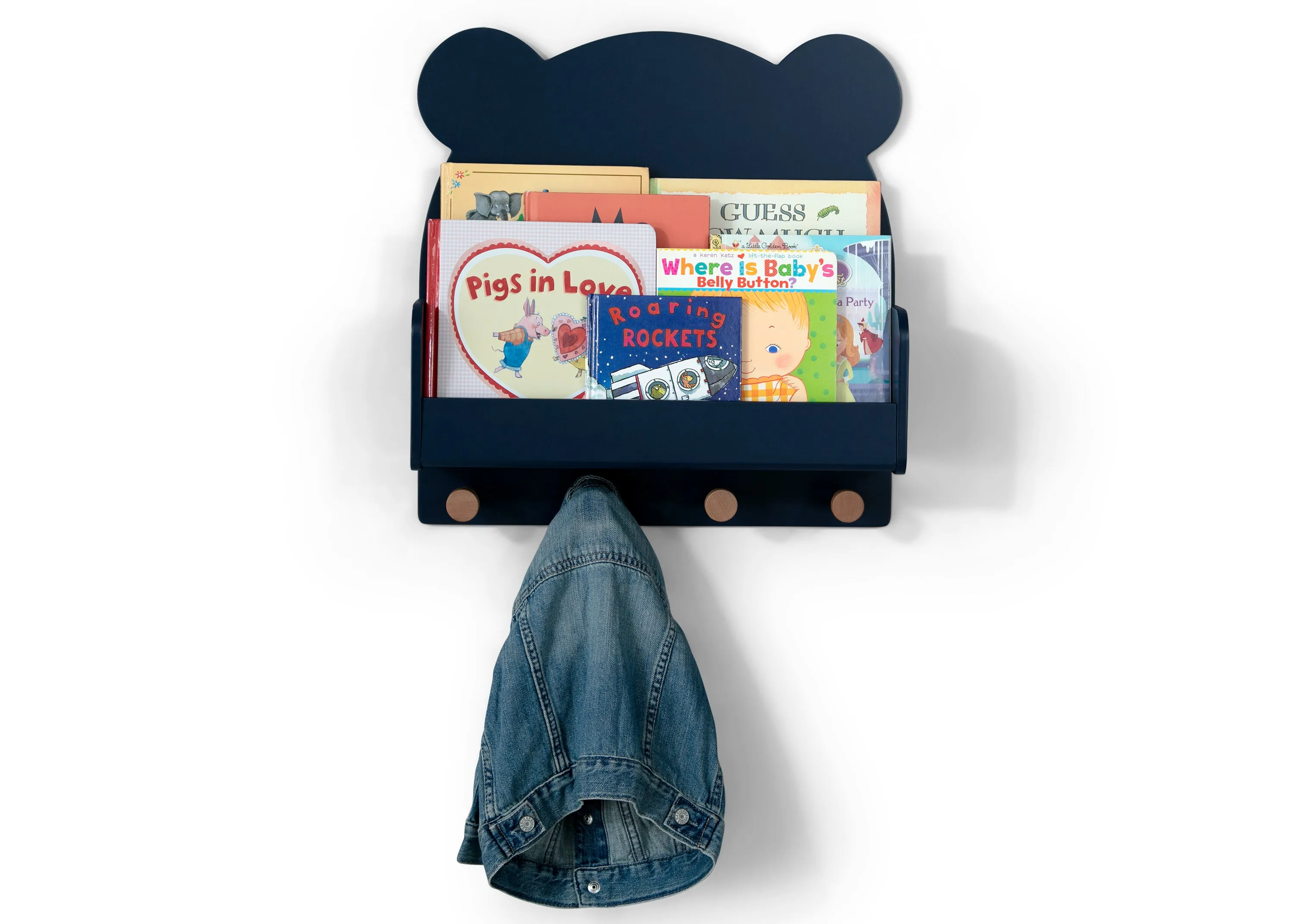 Brannan Bear Wall Shelf with 4 Hooks Babykids_Delta Children_Toy Storage & Bookshelves