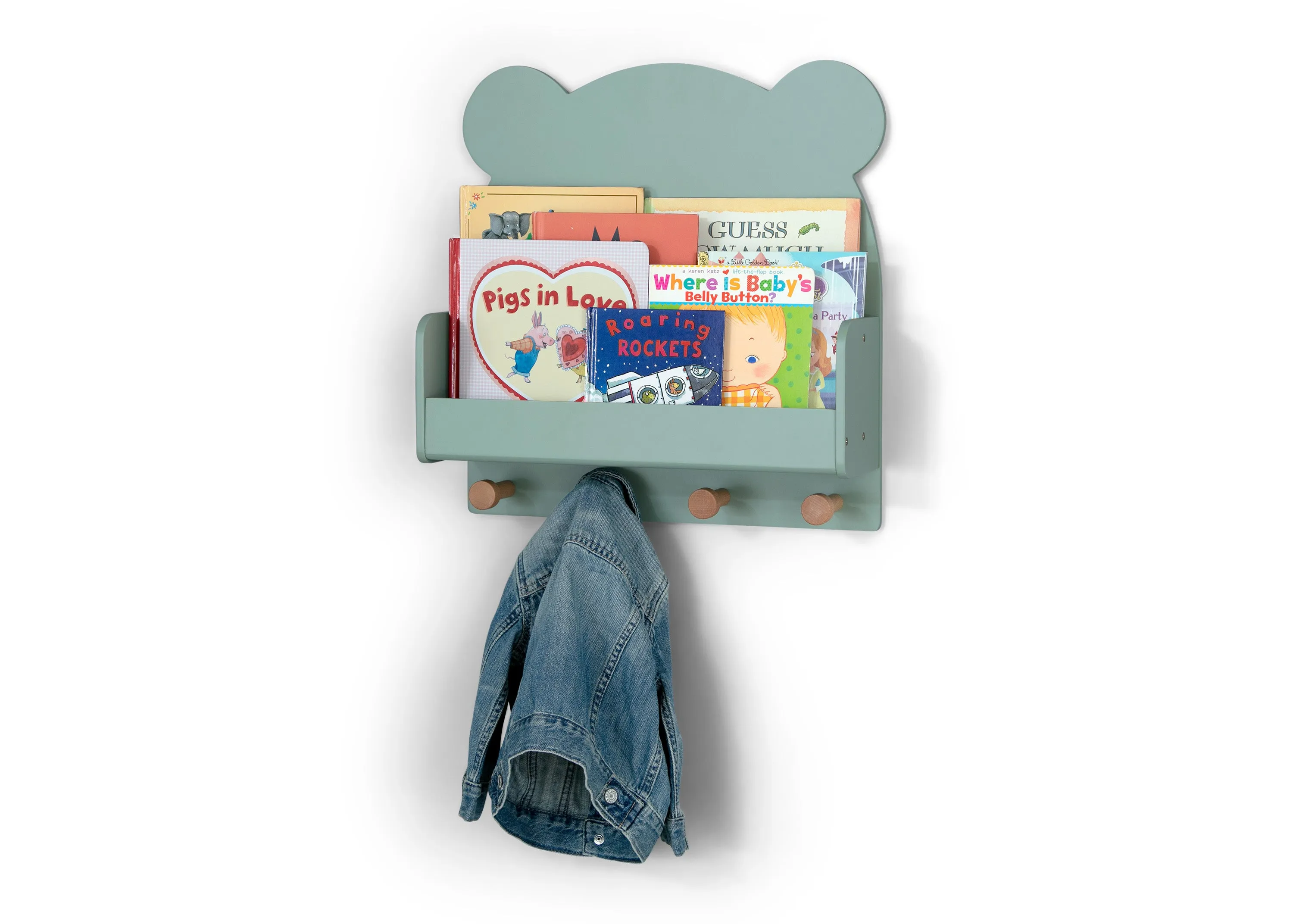 Brannan Bear Wall Shelf with 4 Hooks Babykids_Delta Children_Toy Storage & Bookshelves