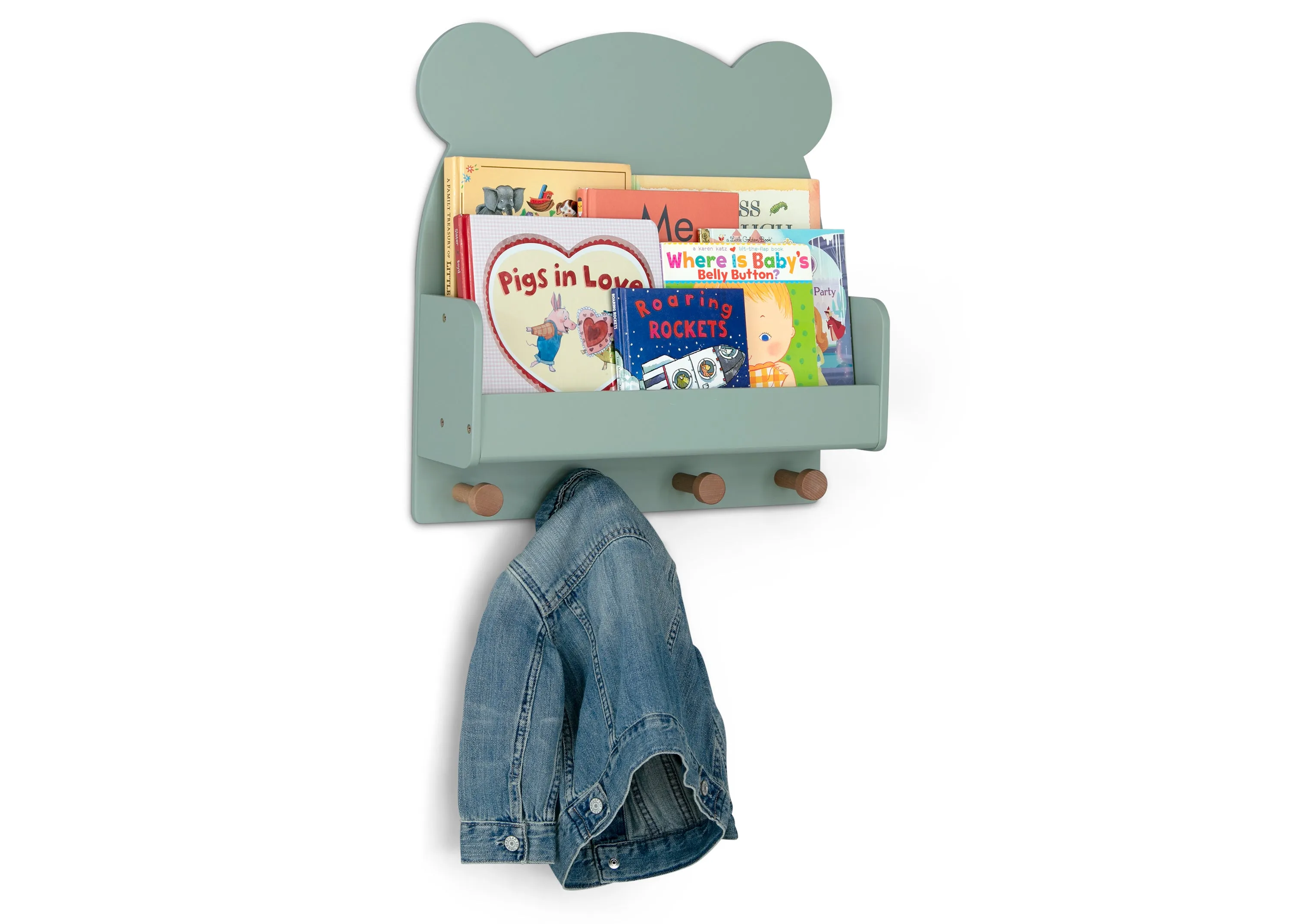 Brannan Bear Wall Shelf with 4 Hooks Babykids_Delta Children_Toy Storage & Bookshelves