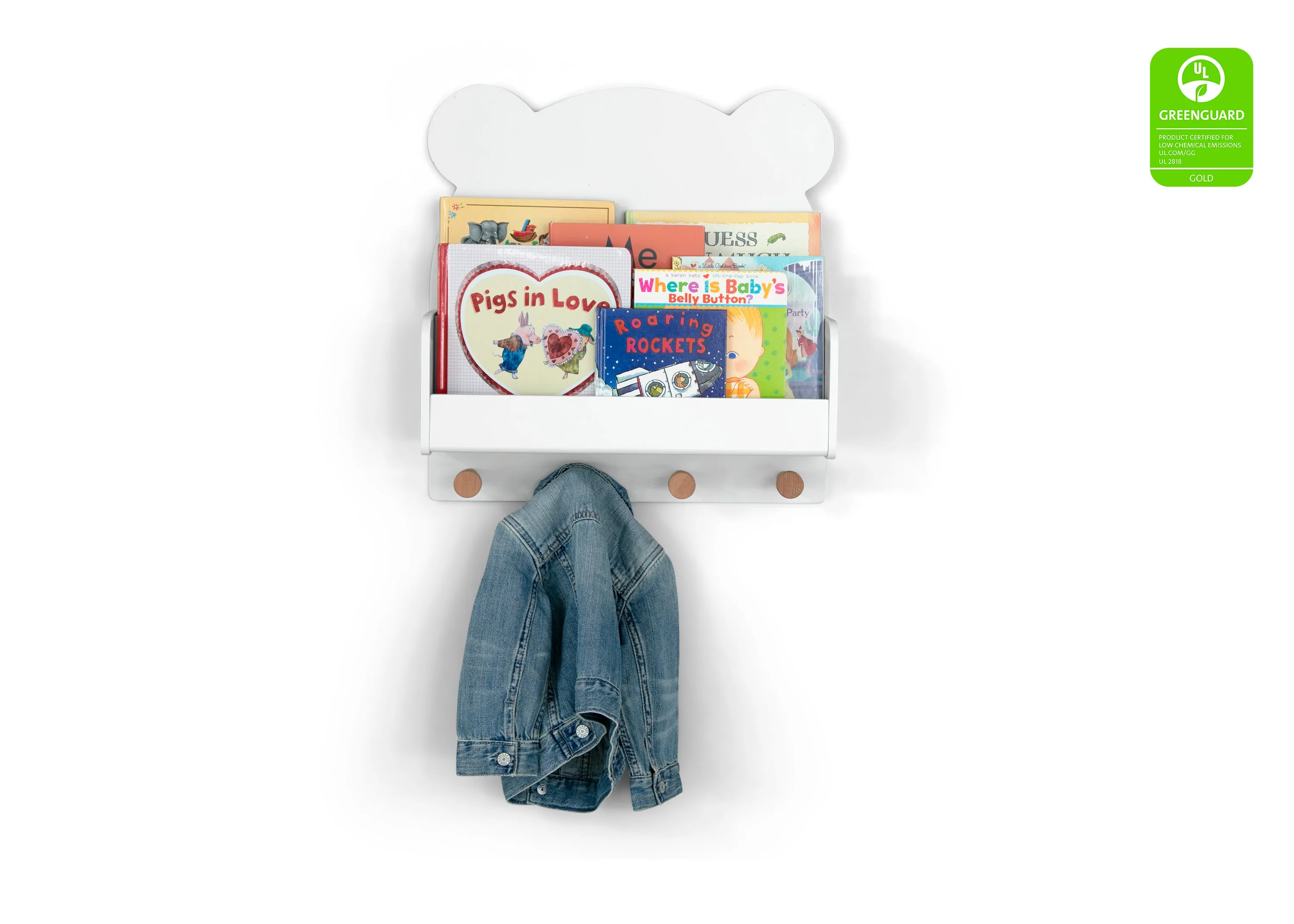 Brannan Bear Wall Shelf with 4 Hooks Babykids_Delta Children_Toy Storage & Bookshelves