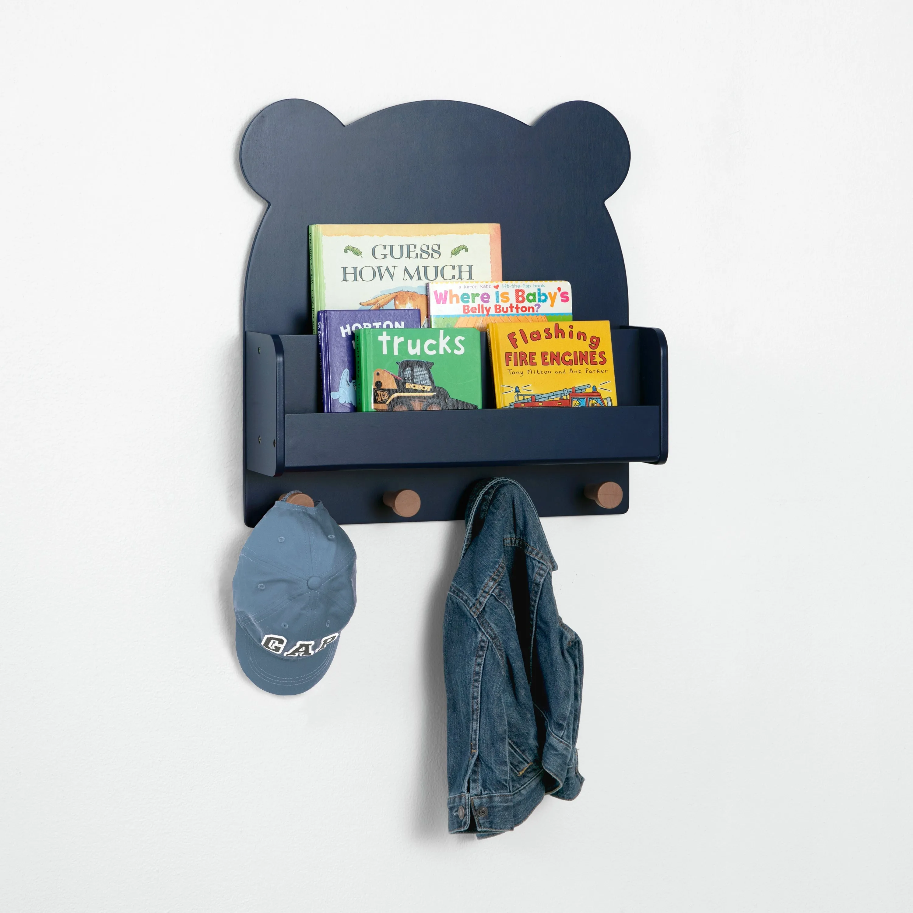 Brannan Bear Wall Shelf with 4 Hooks Babykids_Delta Children_Toy Storage & Bookshelves
