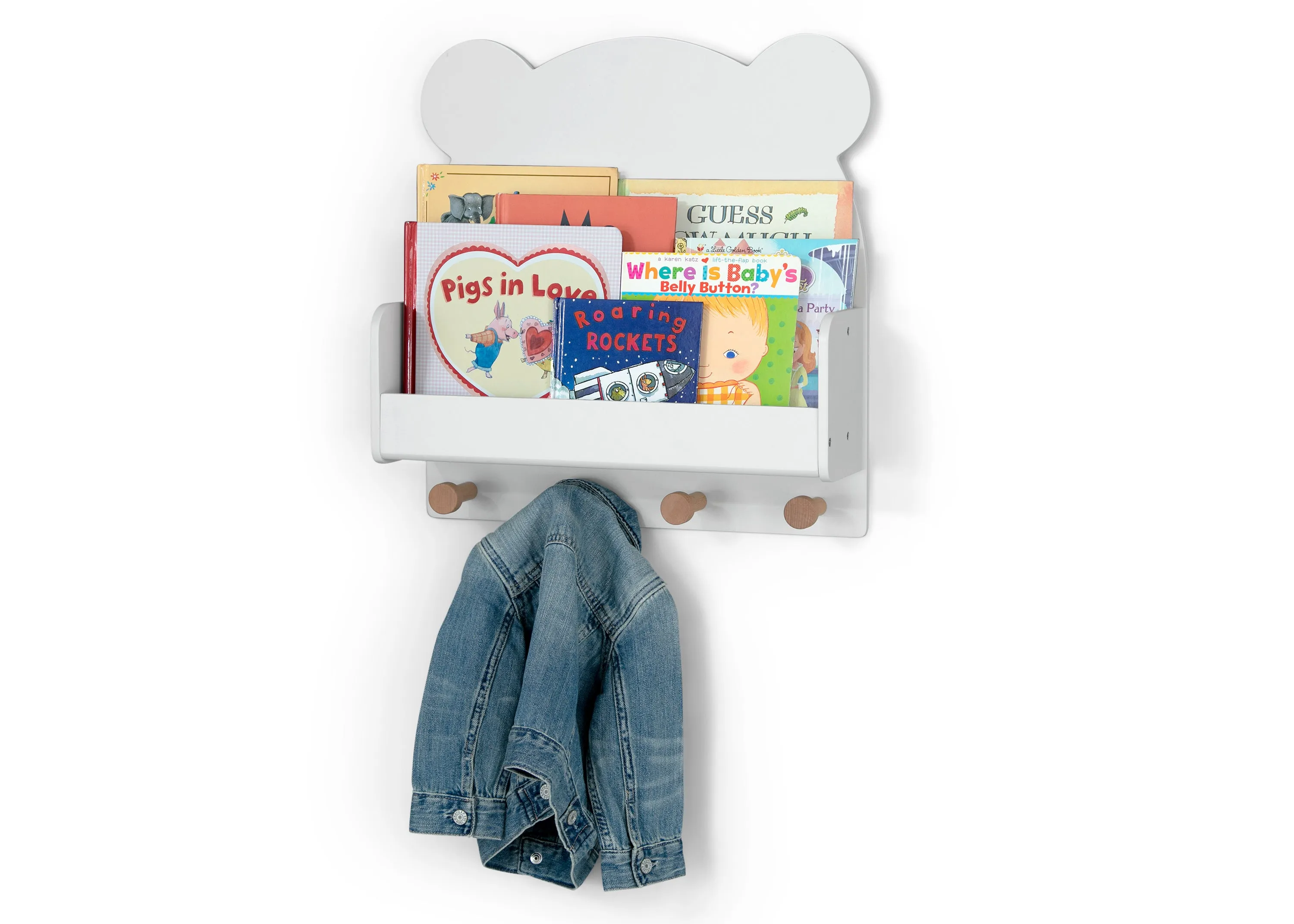 Brannan Bear Wall Shelf with 4 Hooks Babykids_Delta Children_Toy Storage & Bookshelves