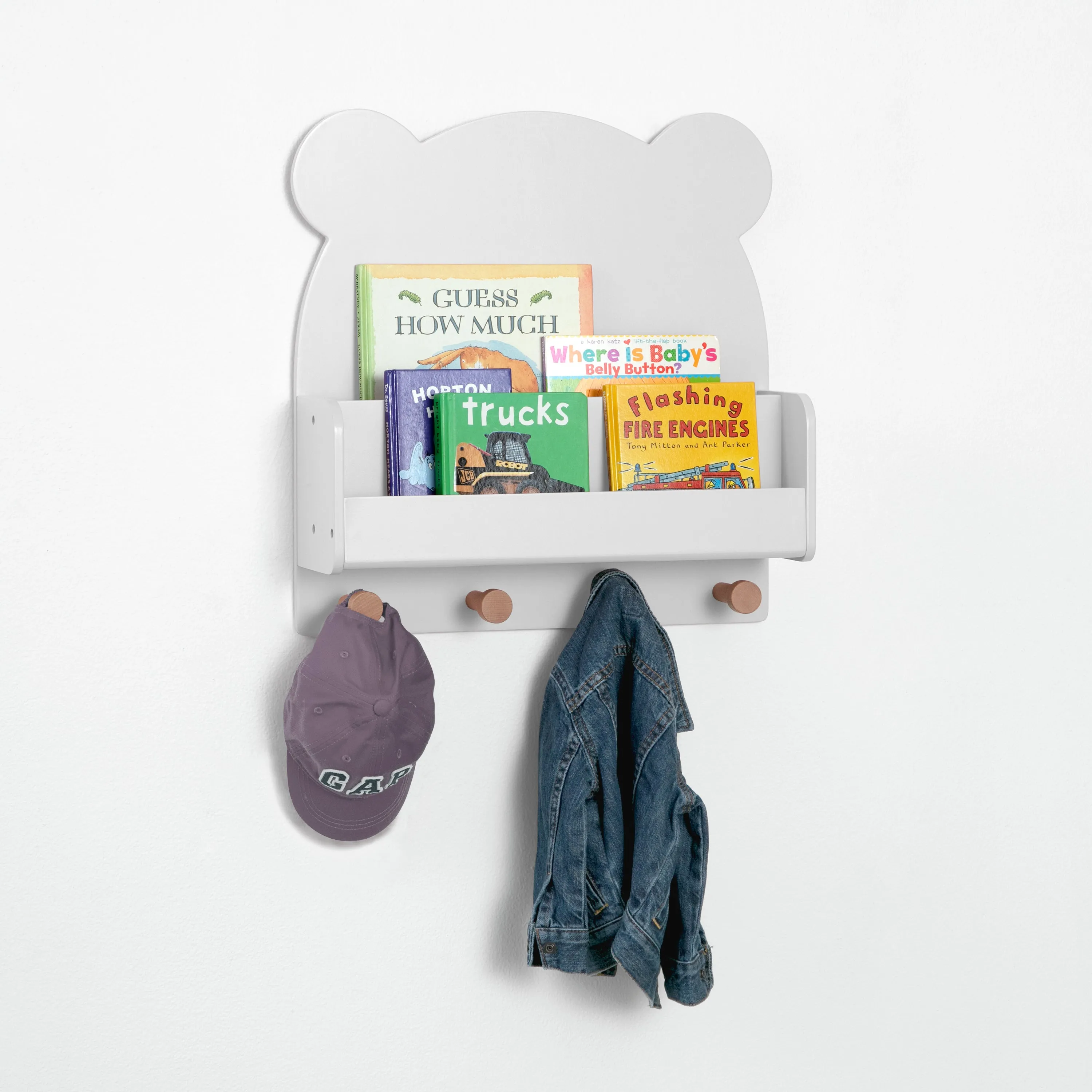 Brannan Bear Wall Shelf with 4 Hooks Babykids_Delta Children_Toy Storage & Bookshelves