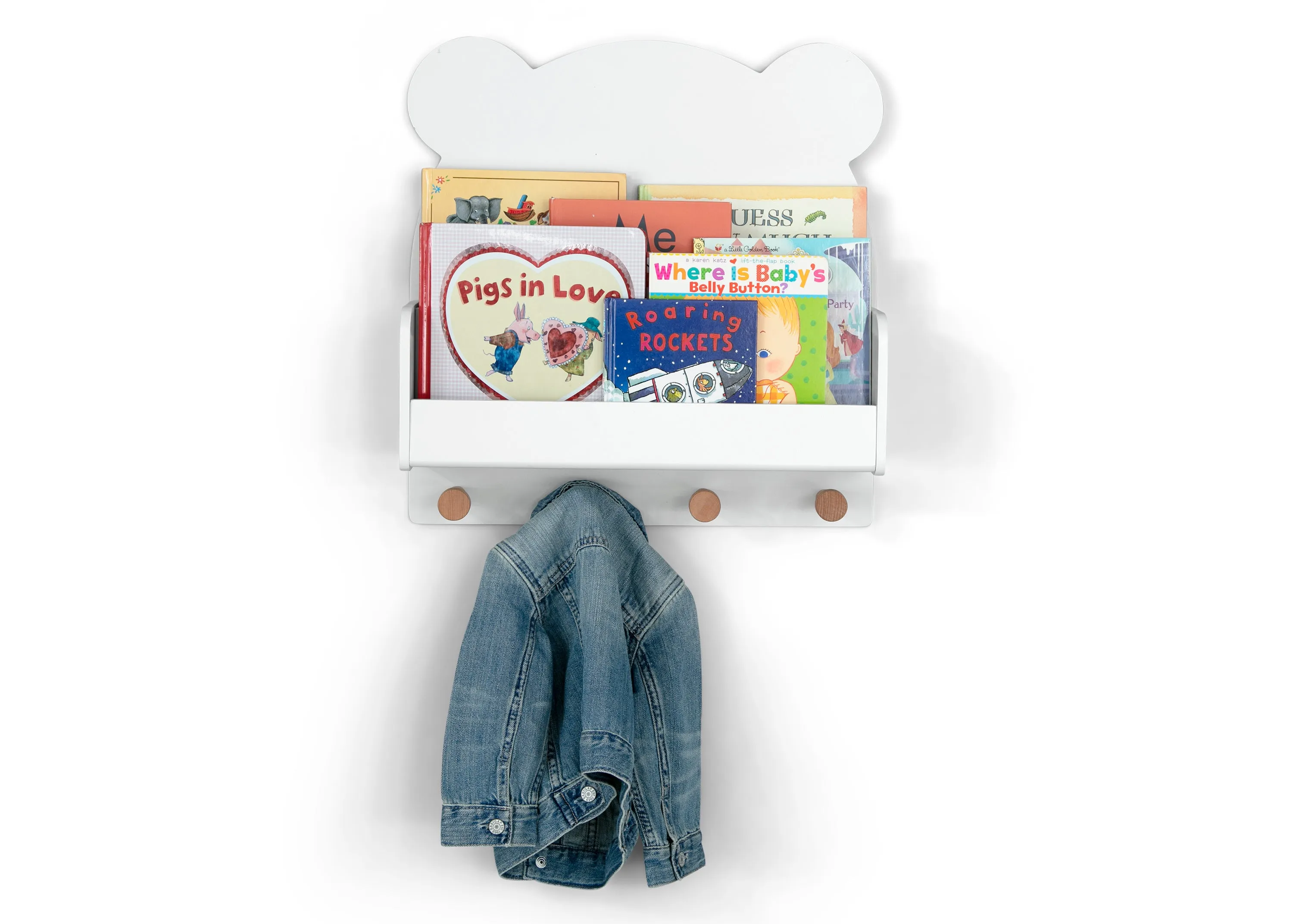 Brannan Bear Wall Shelf with 4 Hooks Babykids_Delta Children_Toy Storage & Bookshelves