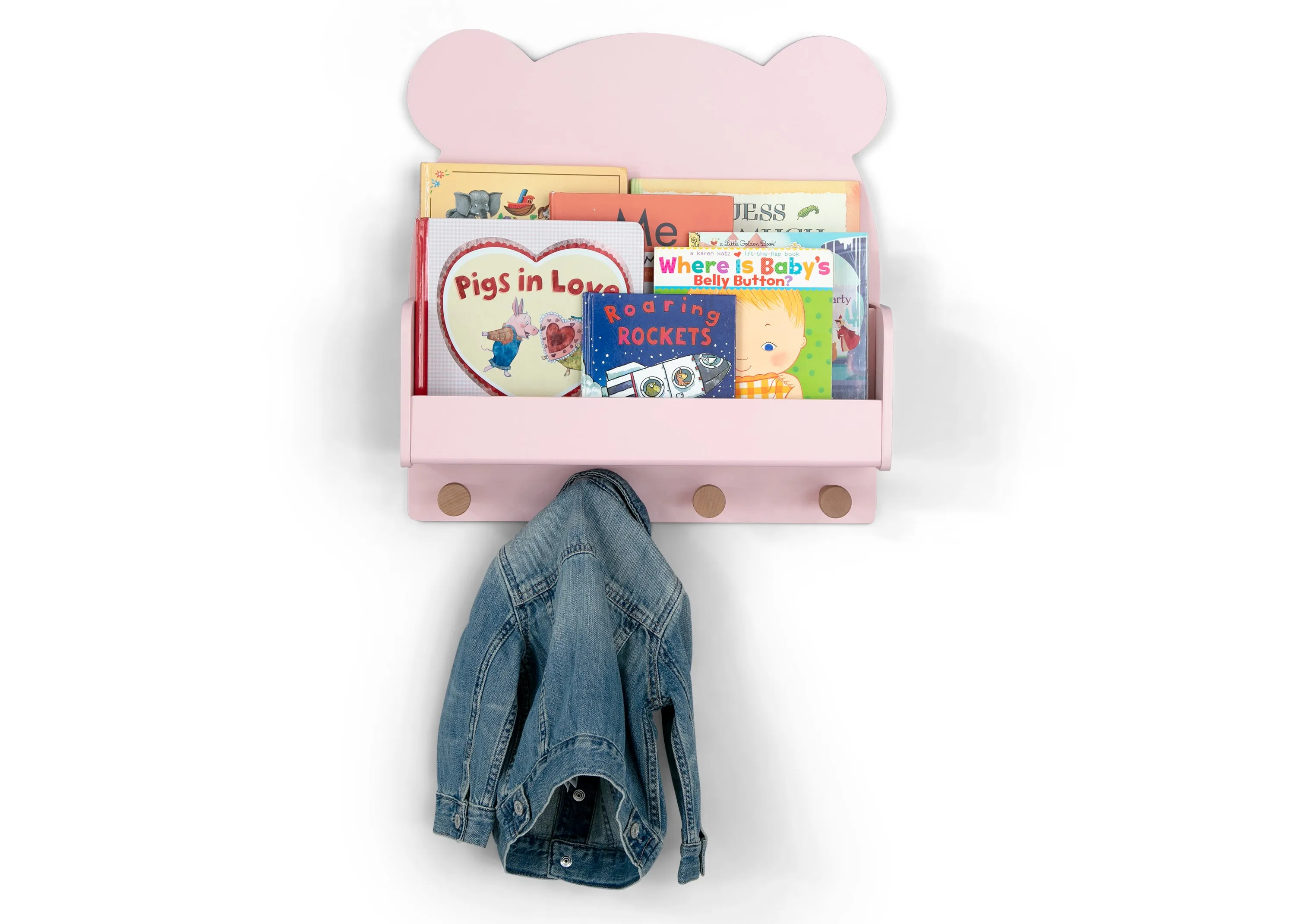 Brannan Bear Wall Shelf with 4 Hooks Babykids_Delta Children_Toy Storage & Bookshelves