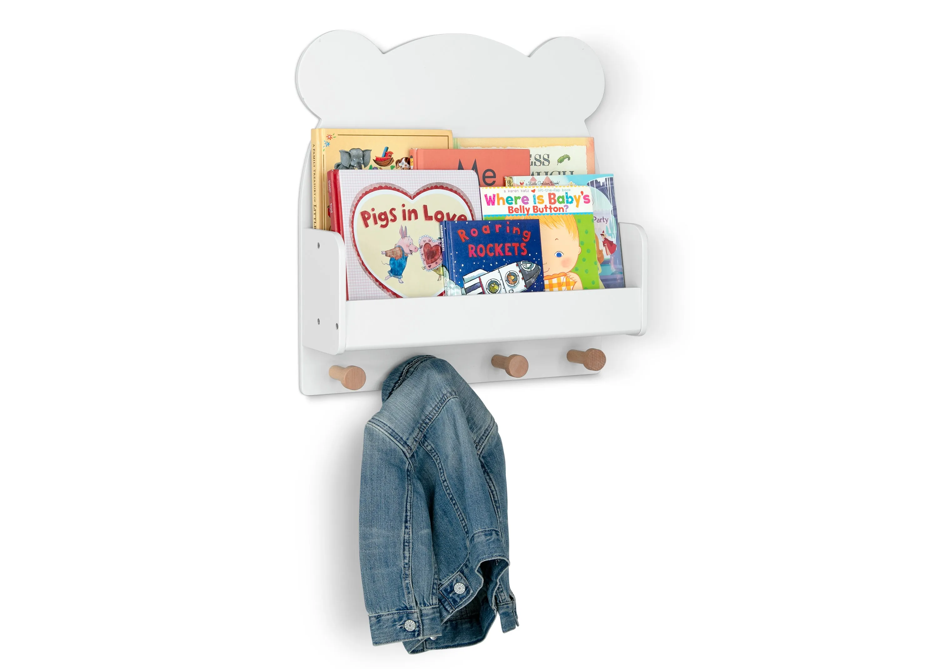 Brannan Bear Wall Shelf with 4 Hooks Babykids_Delta Children_Toy Storage & Bookshelves
