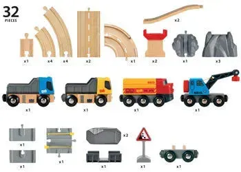 Brio Toys BRIO Set - Rail & Road Loading Set 32 pieces
