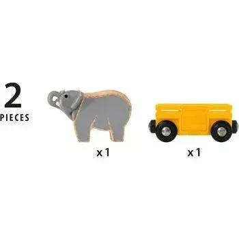 Brio Toys BRIO Vehicle - Elephant and Wagon 2 pieces