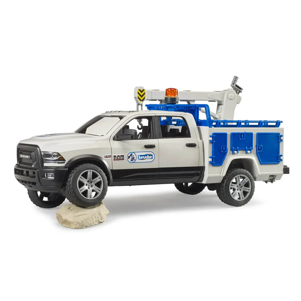 Bruder Toys Bruder 02509 RAM Service Truck with Crane and Rotating Beacon Light 1:16 Scale Vehicle
