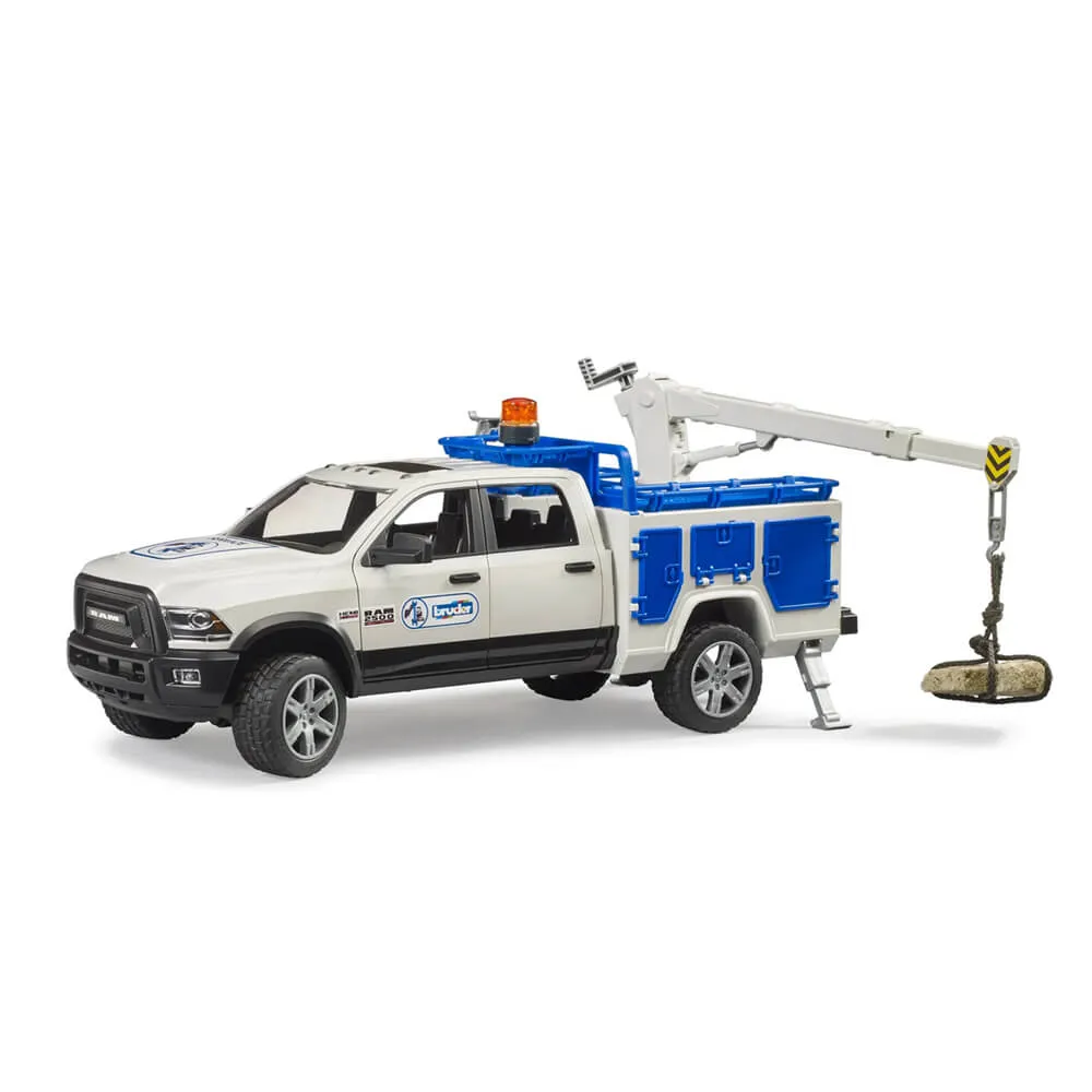 Bruder Toys Bruder 02509 RAM Service Truck with Crane and Rotating Beacon Light 1:16 Scale Vehicle