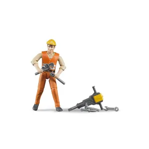 Bruder Toys Bruder bworld Construction Worker with Accessories Set