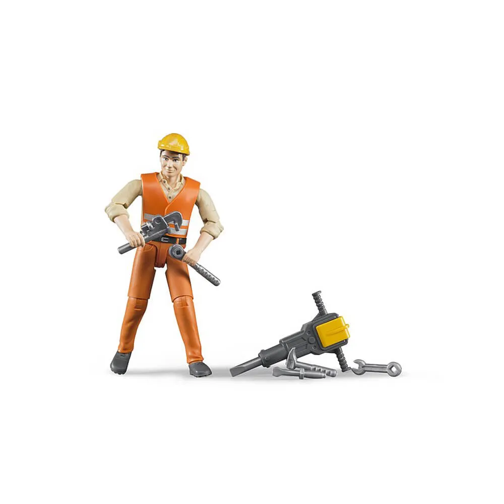 Bruder Toys Bruder bworld Construction Worker with Accessories Set