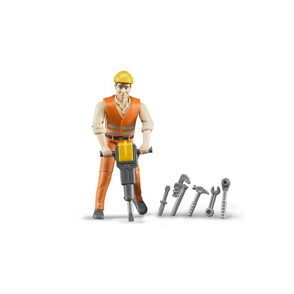 Bruder Toys Bruder bworld Construction Worker with Accessories Set