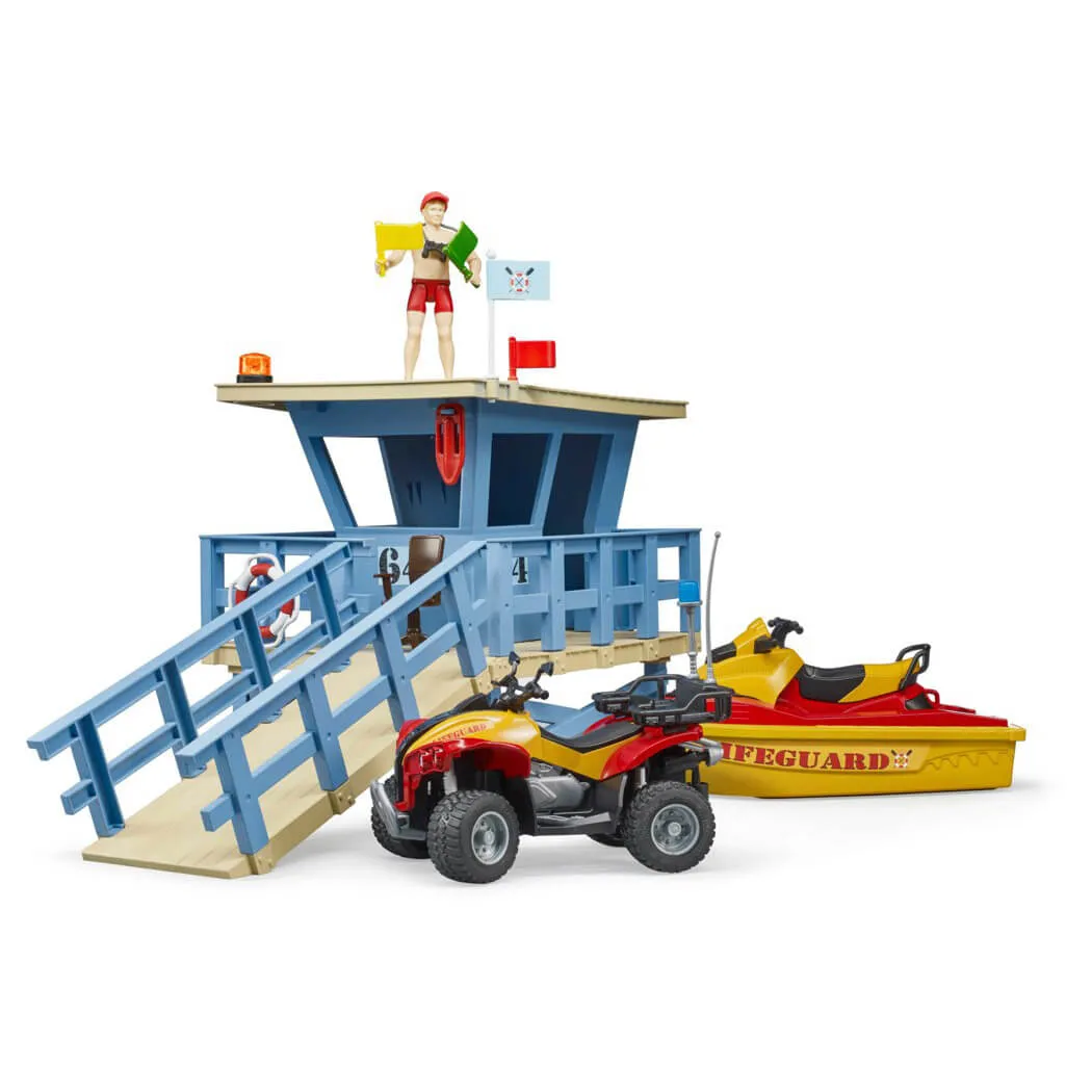Bruder Toys Bruder bworld Life Guard Station w Quad and Personal Water Craft