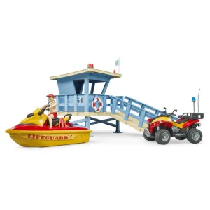 Bruder Toys Bruder bworld Life Guard Station w Quad and Personal Water Craft