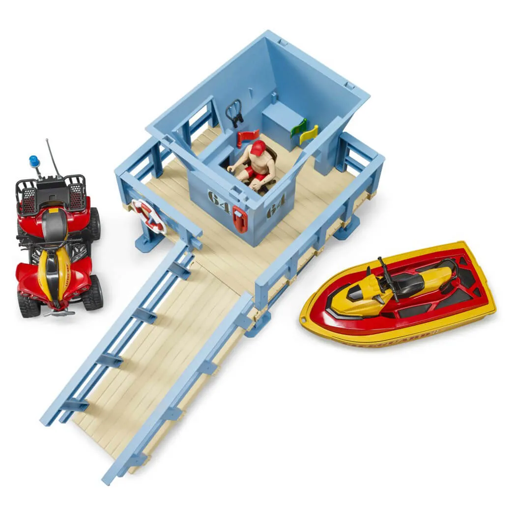 Bruder Toys Bruder bworld Life Guard Station w Quad and Personal Water Craft