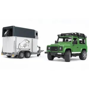 Bruder Toys Bruder Land Rover Station Wagon w Horse Trailer & Horse