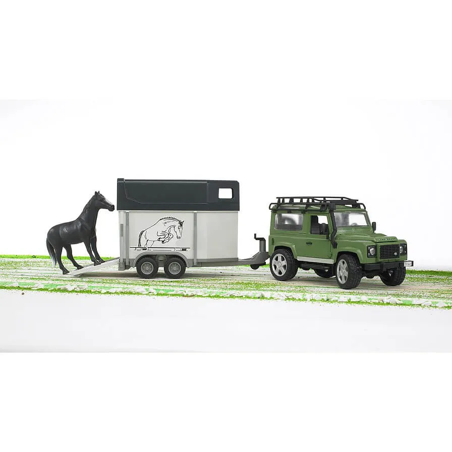 Bruder Toys Bruder Land Rover Station Wagon w Horse Trailer & Horse