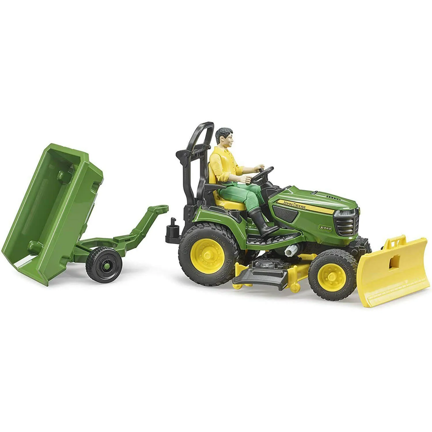 Bruder Toys Bruder Pro Series 1:16 Scale John Deere X949 Riding Lawn Mower Tractor with Trailer and Gardener