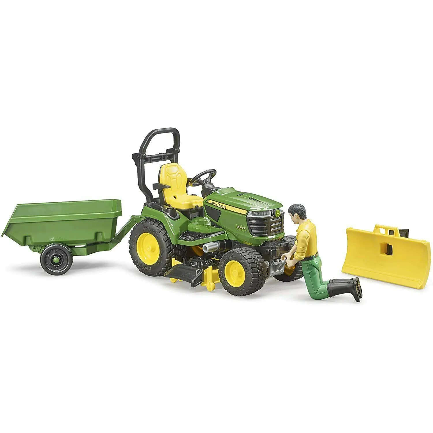 Bruder Toys Bruder Pro Series 1:16 Scale John Deere X949 Riding Lawn Mower Tractor with Trailer and Gardener