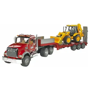 Bruder Toys Bruder Pro Series 1:16 Scale Mack Granite Flatbed Truck w JCB Backhoe