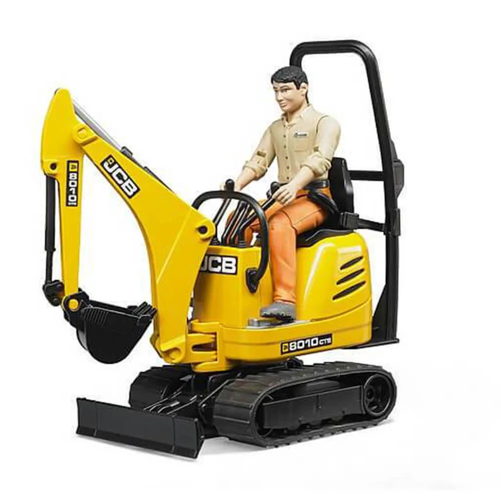 Bruder Toys Bruder Pro Series JCB Micro Excavator 8010 CTS 1:16 Scale Vehicle with Construction Worker